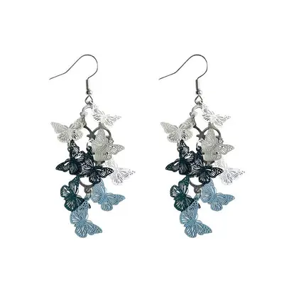 Luxury hollow butterfly tassel earrings, crystal-studded - 6