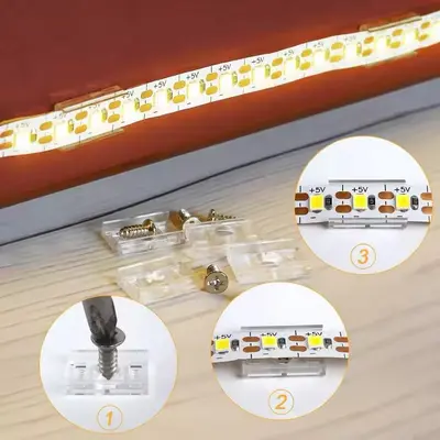 LED Strip Mounting Clip, Transparent, 8/10/12 mm, Screw - 9