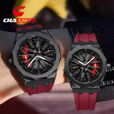 CHAXIGO new brand watch wheel hub rotating quartz clock cross-border trendy fashion waterproof men's watch
