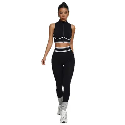 Yoga Seti Kadın, Fermuarlı Top, Tayt, Spor Takımı
