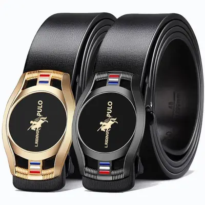 Douyin Viral Paolo Classic High-End No-Tooth Automatic Buckle Leather Belt for Men - Fashionable Versatile Business Leather Belt