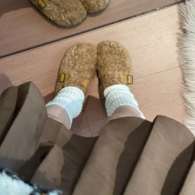 Kadın peluş topuksuz terlik, kaymaz, sonbahar kış