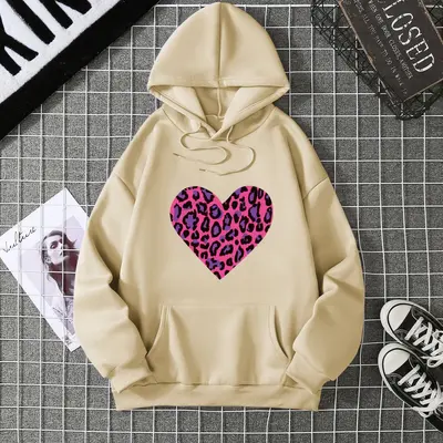 Kadın kapüşonlu baskılı sweatshirt, büyük beden, sonbahar kış - 13