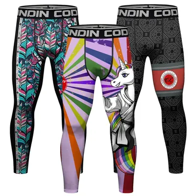 Men's Printed Compression Sports Long Pants for Running and Basketball - 2