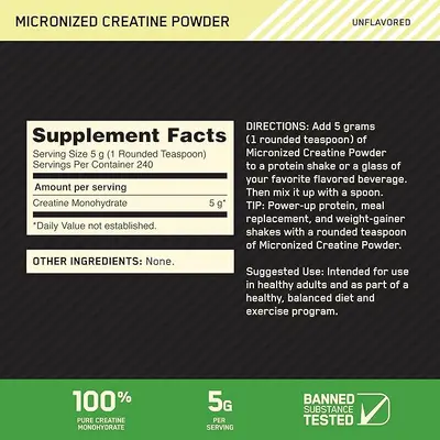 Micronized Creatine Monohydrate and Lactalbumin Powder, Original Flavor - 4