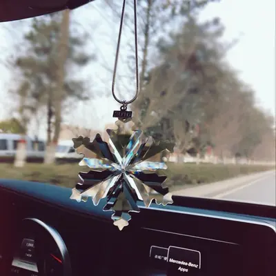 Crystal snowflake car ornament, hanging car decoration