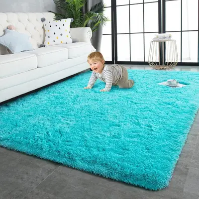 Long Plush Bedroom Bedside Rug, Thickened Soft Carpet for Room - 7
