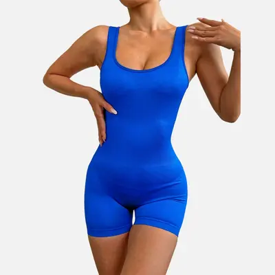 Dikişsiz sırt açık yoga tulumu, derin V yaka, kadın spor ve fitness kıyafeti, hızlı kuruya - 8