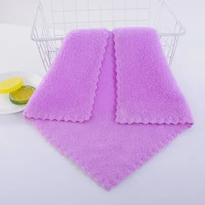 Warp-edge jacquard knitted coral velvet small square towel 30x30 cm children's towel absorbent soft fabric baby face towel - 9
