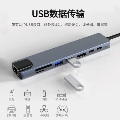 8-in-1 Type-C USB-Dockingstation mit LAN-Anschluss