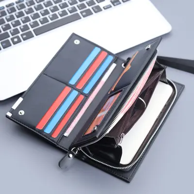 Men's Long Zip Wallet with Phone Compartment, Large Capacity - 3