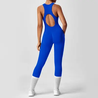 Long Backless Tight Yoga Jumpsuit, High Elasticity - 7