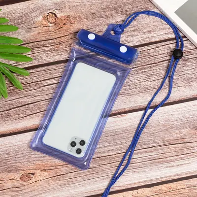 Three-Layer Waterproof Phone Bag with Air Cushion for Swimming and Rafting, Velcro Seal, T - 12
