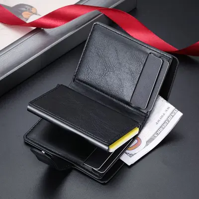 Erkek Kısa Cüzdan, RFID Korumalı, Kartlık ve Madeni Para Bölmeli - 3