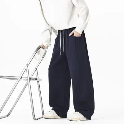 Men's Wide-Leg Plus Size Casual Trousers, Spring Autumn