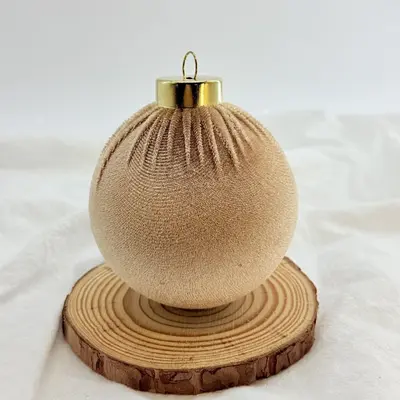 8 cm Kadifeli Noel Topu, El Yapımı Noel Ağacı Süsü - 10