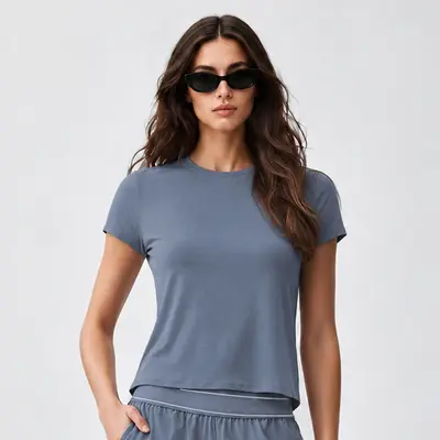 Women's Yoga Set, Quick-Dry Straight-Leg Pants and Short-Sleeve Top - 11