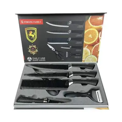 6 parçalı yapışmaz bıçak seti, dalga desenli 238A - 6
