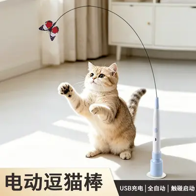 Elektrische Katzenangel mit Schmetterling, Saugnapf-Befestigung
