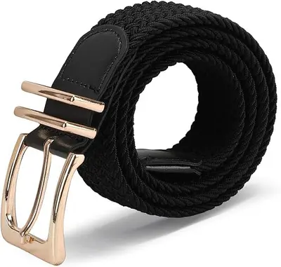 Men's Elastic Woven Belt and Women's Canvas Stretch Belt, Korean-Style Buckle - 7