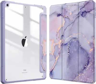 Protective Case for iPad 11, 10.2 Inch with Pen Slot, Acrylic Painted Leather Cover - 10