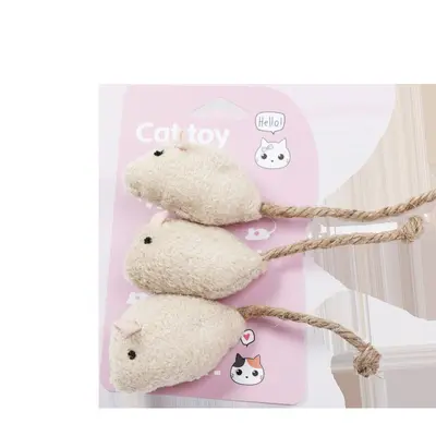 Realistic Plush Mouse Cat Toy with Catnip, 3-Piece Set - 7