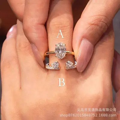 Water drop pave diamond stacking ring set for women - 9