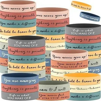 Colorful Motivational Quote Silicone Bracelet, Unisex, German Text