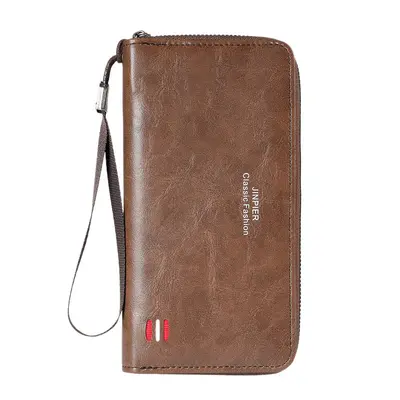 Men's Long Wallet with Multiple Card Slots, Large Capacity Zipper Retro Style - 6