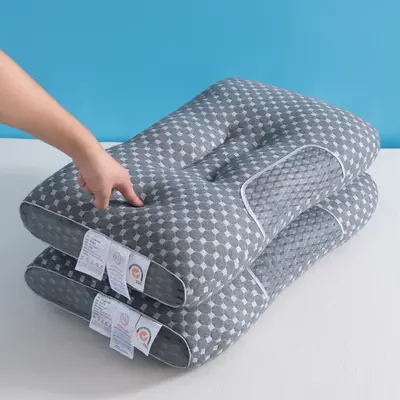 枕头SPA蜂窝按摩枕3D双拼针织棉护颈枕芯男家用不塌陷颈椎枕批发 - 7