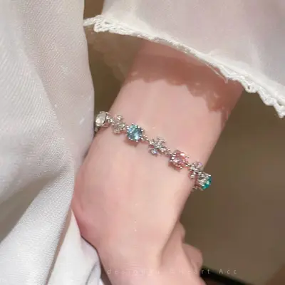 Glisine çiçeği gülümseme bilekliği, kristal, kadın - 10