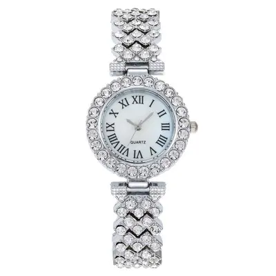 Women's quartz watch with rhinestone detail and Roman numerals - 8