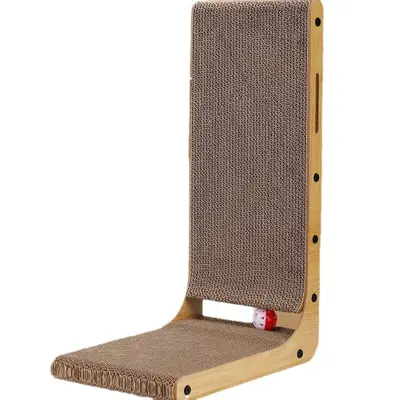 L-Shaped Vertical Cat Scratcher with Nest, Corrugated Cardboard - 6