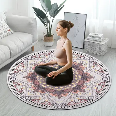 1.4m Suede Natural Rubber Round Yoga Mat for Meditation - 3