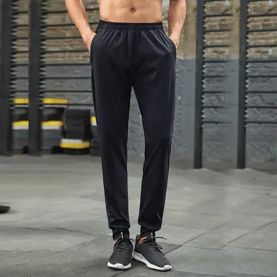 Men's Woven Nylon Sports Trousers, High Elasticity, Wear-Resistant Running Track Pants