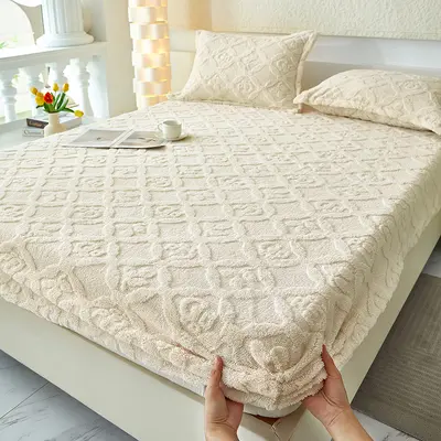Thickened Fleece Fitted Sheet, Single Piece, Milk Velvet - 10