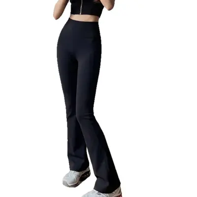 High-Waist Flared Yoga Pants, Micro-Brushed Fabric, Butt Lift, Pilates