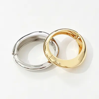 Metal open elastic couple bracelet, irregular design - 2