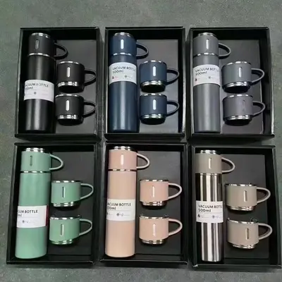 304 Stainless Steel Insulated Mug Set with Three Lids, Double-Wall - 2