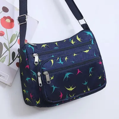 Middle-Aged Women's Oxford Fabric Crossbody Bag, Lightweight, Multi-Layer - 9