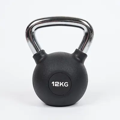 Schwarze gummierte Kettlebell, 4/8/10/16/24 KG, mit Griff - 11