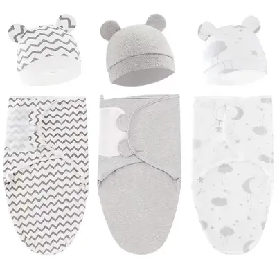 Newborn Swaddle Sleeping Bag Set with Spring Silk Blanket and Hat, Model 8304 - 10