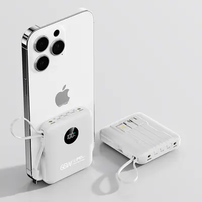 20000 mAh Powerbank, Superschnellladung, eingebautes Kabel, Logo-Druck als Geschenk möglic