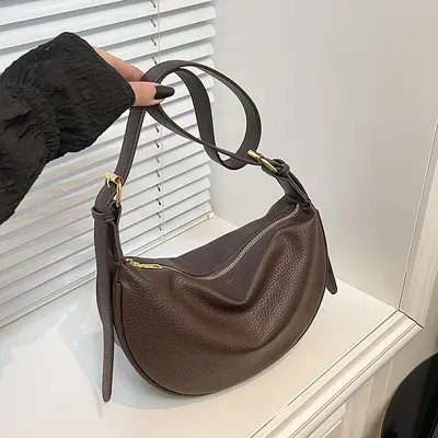 Winter Dumpling Bag Women's Soft Leather Single Shoulder Crossbody Bag - 8