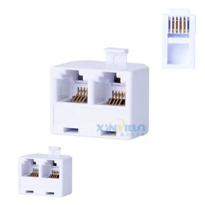 6P4C RJ11 Stecker auf Doppelbuchse, weißer Telefonadapter