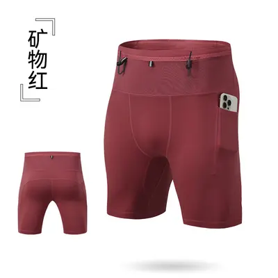 Men's Compression Running Shorts, Quick-Dry, Solid Color, Marathon - 10