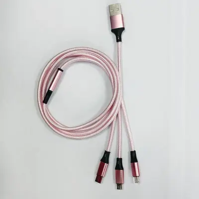 1,2 m Nylon-geflochtenes Datenkabel drei in eins Apple Type-C Android Handy-Ladekabel passend für einen bis drei - 12