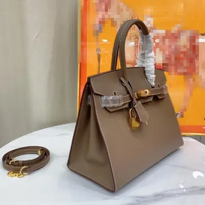 External Seam Palm Print EP Leather Platinum Bag