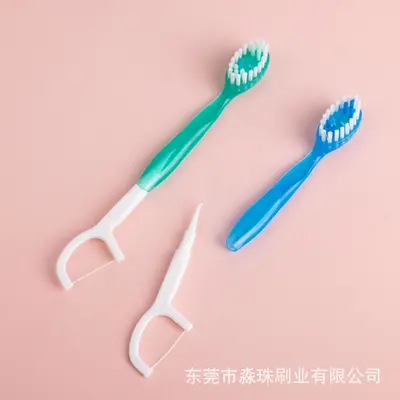 跨境爆珠牙刷一次性户外旅行牙刷迷你便携牙刷牙线漱口水套装批发