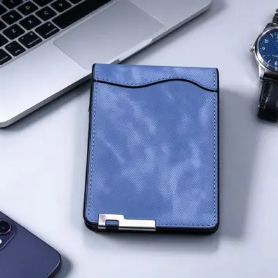 Erkek iş tipi kısa cüzdan, minimalist metal detaylı, çok kartlıklı - 5